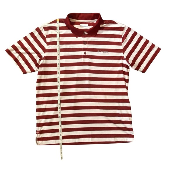 Columbia Red and White Striped Polo Shirt - Casual Knit Style - Picture 6 of 8